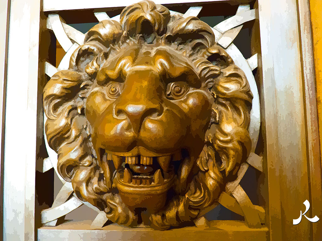 tête de lion en bronze