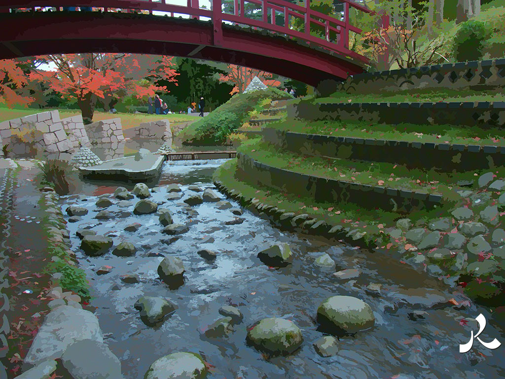 rivière sous le pont japonais