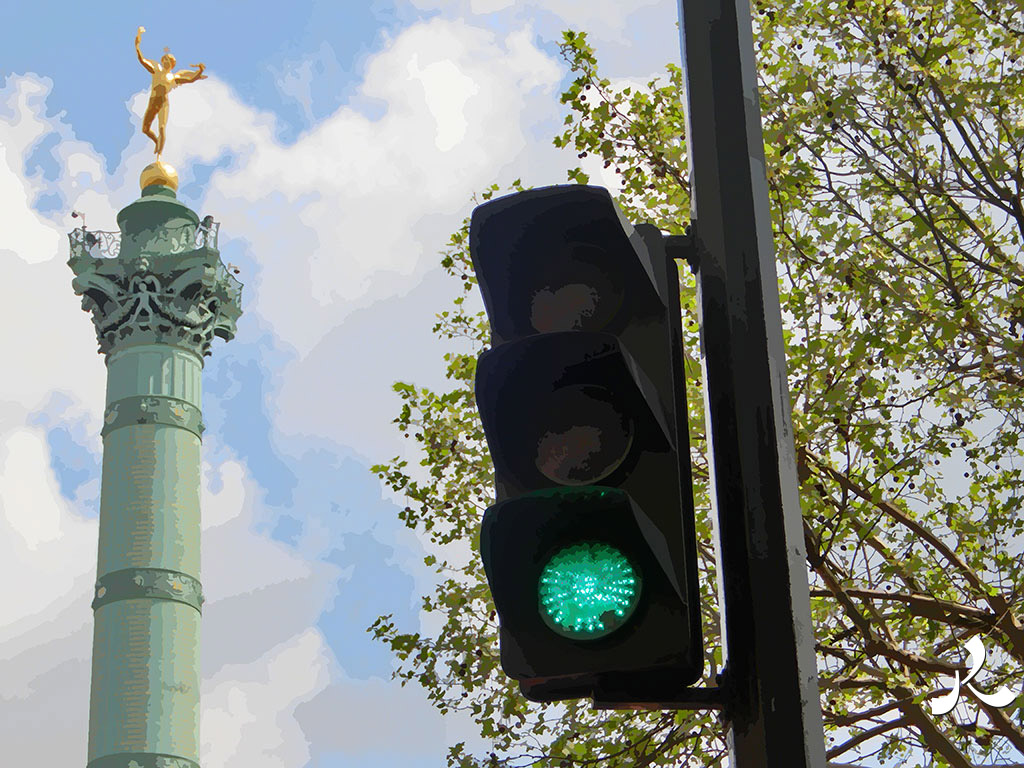 feu vert à la Bastille à Paris
