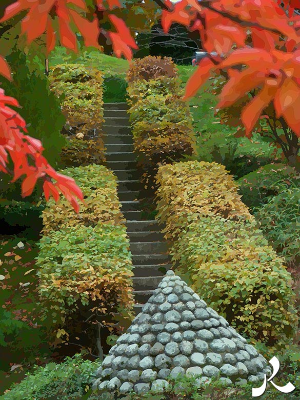 un escalier au jardin