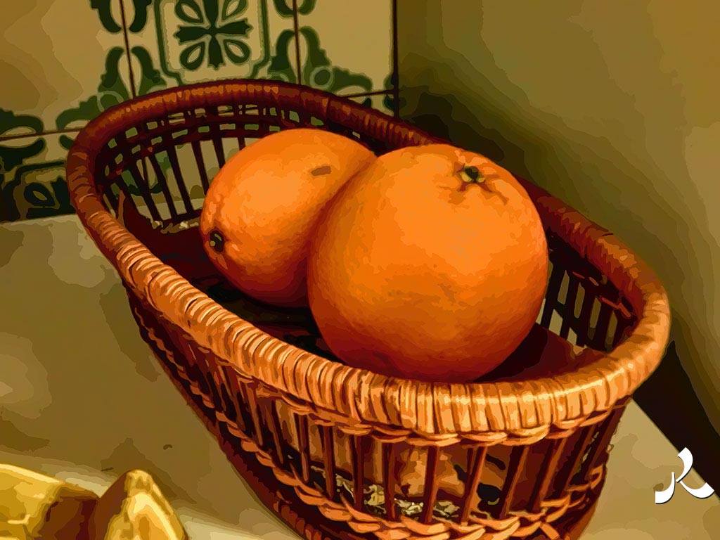deux oranges au panier