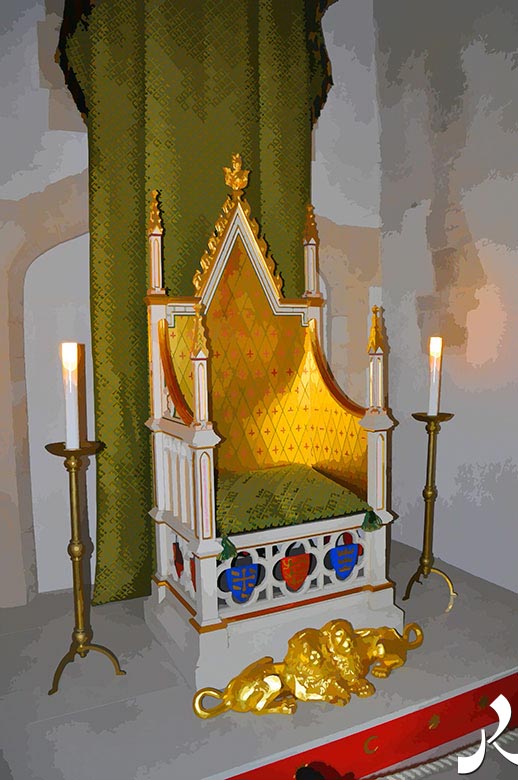 trône doré